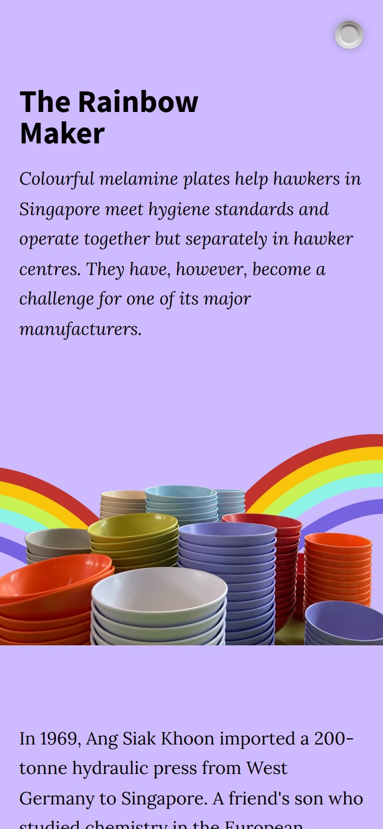 the rainbow maker story, stacks of melamine bowls under a rainbow